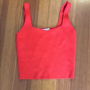 Zara Orange Red Sleeveless Crop Tank Top